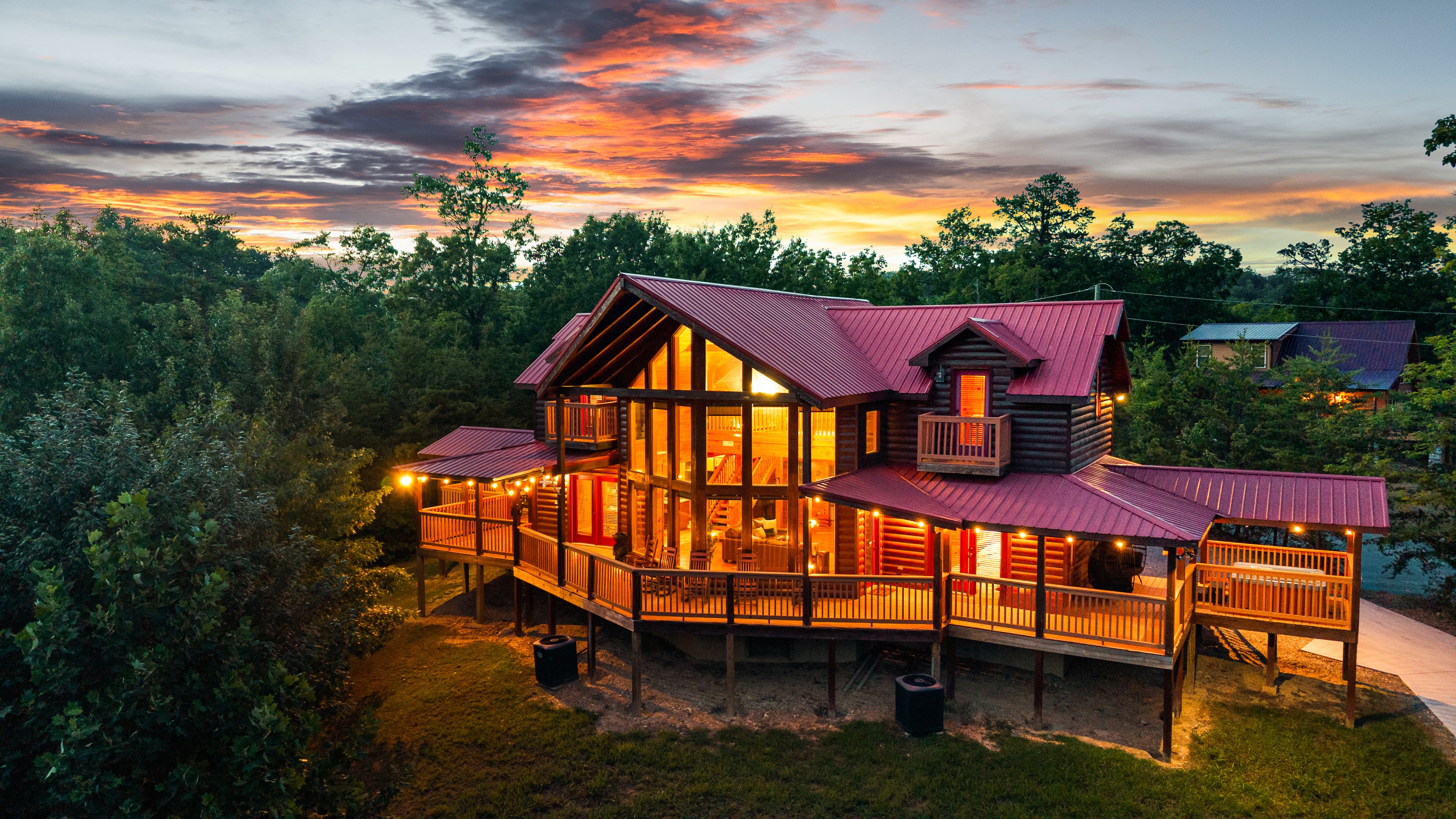 Luxury villa estate exterior evening